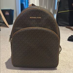 Michael Kors Dark Brown Logo Backpack